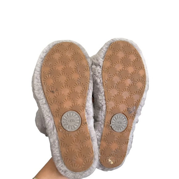 UGG Oh Yeah Fluffy Gray Sherpa Slides Slippers Sandals - Picture 8 of 10